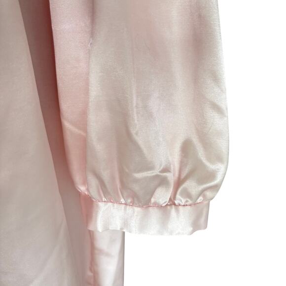 Vintage Anna Pink Satin Lace Embroidered Night Gown Victorian Cottage Regency - Picture 5 of 9